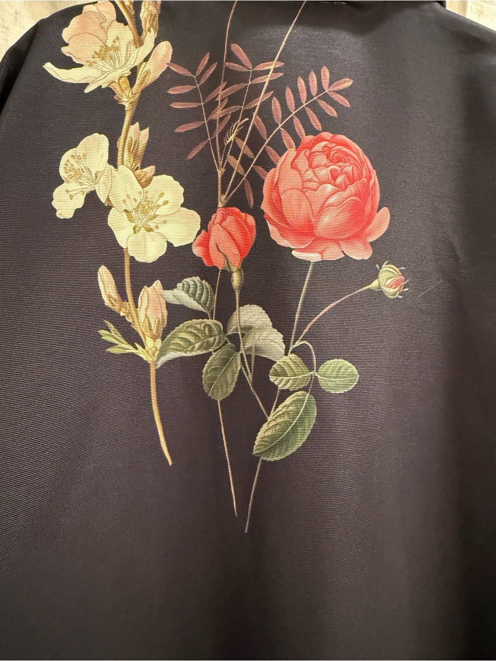 Epee From Paris - French Black Floral Textured Satin Oversized Long Blazer/Coat - Picture 6 of 16